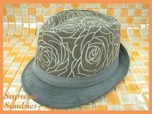 Brown Flower Suede Vintage Style Men Fedora Hat Cap 178  