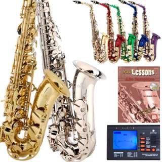 Cecilio AS 280 Alto Saxophone Sax +Book+Tuner ~Gold Silver Blue Green 
