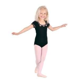   Leotard with Piping Flower Accent Size 2 4, Color Pink with White