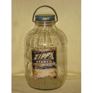 Large Vintage Glass Zappy Liquid Starch Bottle w/ Label & Metal Lid 