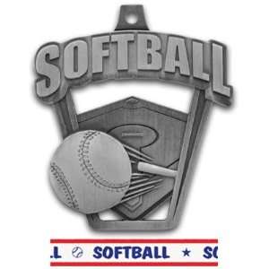   Softball Medals SILVER MEDAL/AMERICANA SOFTBALL RIBBON 2.5 Sports