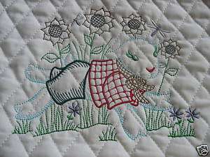 BABY LAMB QUILT BLOCK~EMBROIDERED  
