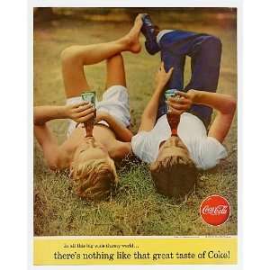  1956 Coke Coca Cola Boys Drinking Bottles Print Ad: Home 