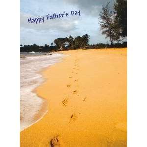    Fathers Day Greeting Card Footprints on Beach 