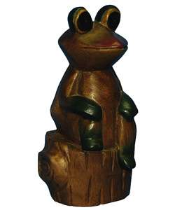 Hand carved Wooden Sitting Frog  