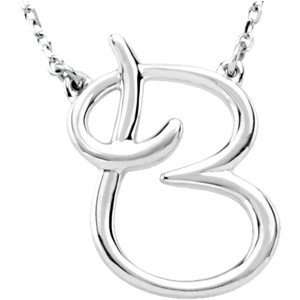   Initial Necklace. B 16 Gold Fashion Script Initial Necklace In 14K