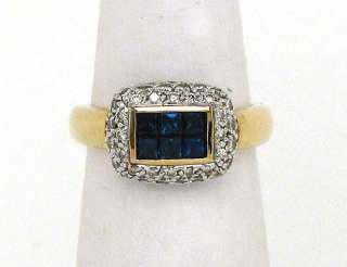 EXQUISITE 18K, DIAMONDS & INVISIBLY SET SAPPHIRES RING  