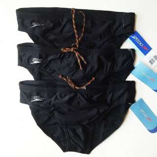 Lot 3 Speedo Mens Sport Brief Bikini Swimsuit Black Size 40  