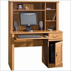   Orchard Hills Small Wood Computer Desk with Hutch in Oak [238764