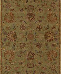Handmade Heritage Kerman Green/ Gold Wool Rug (83 x 11)   