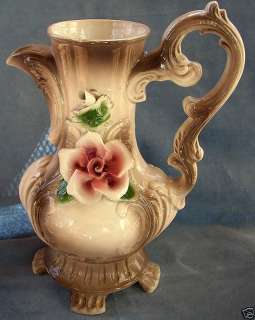 Large vintage Capodimonte pitcher mint italy porcelain  