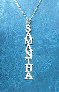 Vertical Name Pendant Necklace 925 Silver Personalized  
