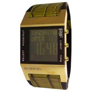 NEW Mens DIESEL Green Camo Leather LCD Watch DZ7042  