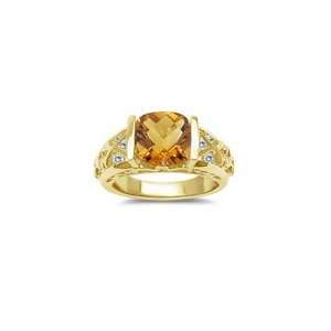  0.28 Cts Diamond & 1.59 Cts Citrine Ring in 14K Yellow 