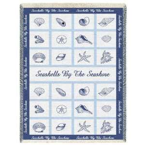  Blue Seashells Tapestry Throw Blanket