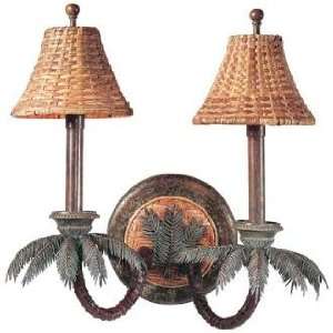  Maitland Smith Palm Leaf and Woven Rattan Wall Sconce 