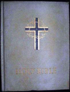 Large HOLY BIBLE 1960 GOOD COUNCIL, CHICAGO White Faux Leather  