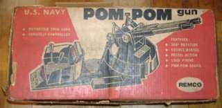 Remco Pom Pom Vintage Motorized Navy Toy Gun w/ Box  