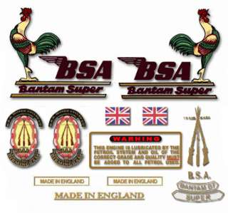 BSA Bantam Decals   1949 71 Decalsets for all models  