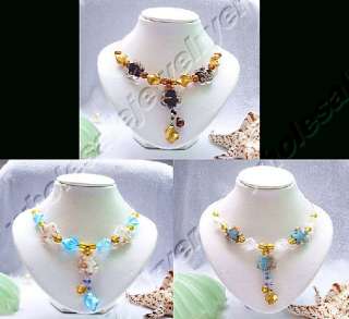 LOT 3str handcrafted glaze glass bead pendant Necklace  
