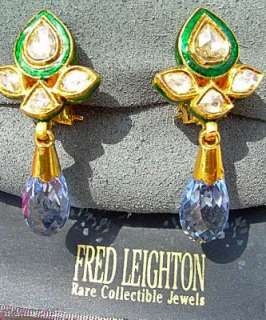 Vintage Deco FRED LEIGHTON Diamond SAPPHIRE EARRINGS 10  