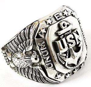   USN WWII WW2 STERLING 925 SILVER RING Sz 9 UNITED STATES NAVAL VINTAGE