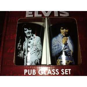  Elvis Presley 2 Different Pub Glass Set 