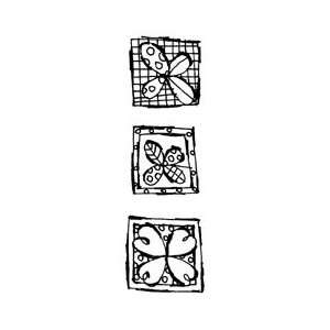  Shamrock Squares Wood Mounted Rubber Stamp (D7199) Arts 