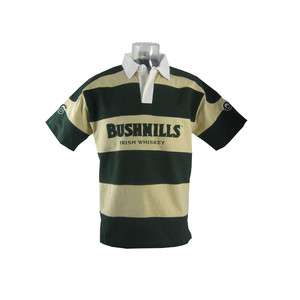 Bushmills Whiskey Rugby Shirt Green and Cream Post Free Short Sleeve 