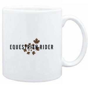  Mug White  Equestrian Rider   Maple leaves  Sports 