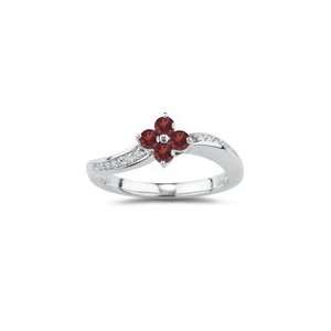  0.11 Cts Diamond & 0.09 Cts Garnet Ring in 14K White Gold 
