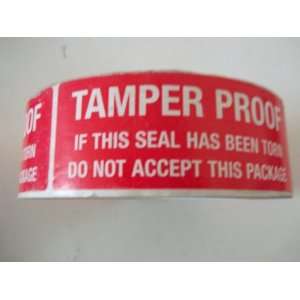  Emco, Tamper Proof Tape, White Letters, Red Background 