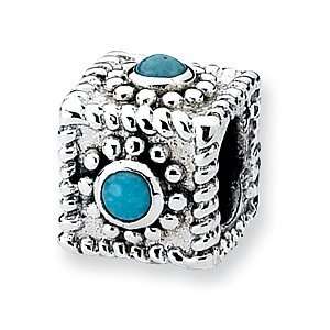  Sterling Silver Reflections Square Turquoise Bead Jewelry