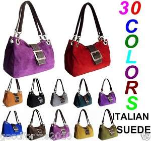 Italian Suede Leather Handbag Teal,Grey,Pink,Blue,Green  
