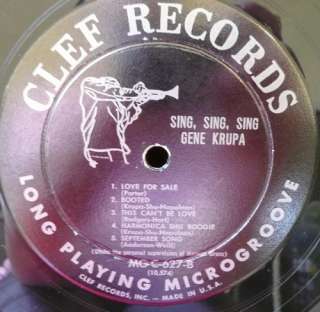 GENE KRUPA sing sing sing LP record CLEF granz VG++  
