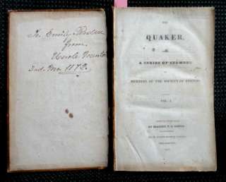 1827 antique LEATHER QUAKER SERMONS phila pa PENN,HICKS  