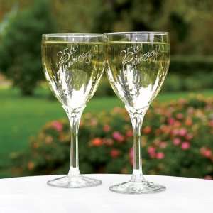  25th Anniversary Wine Glasses   Personalized Kitchen 