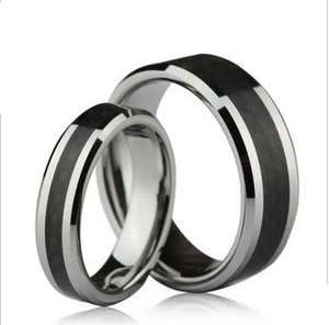 Custom Engraved Tungsten Carbon Ring Wedding Bands  
