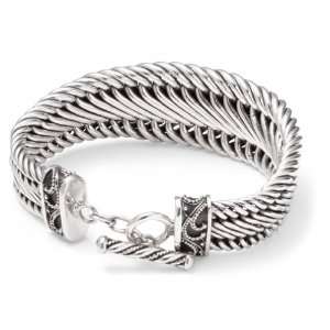   Silver Tapered Figure 8 Link w/ Granulated Ends Bracelet by Lois Hill