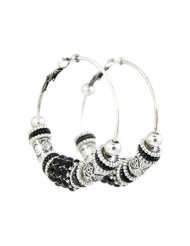   Crystals Prayer Beads Celebrity Style Paparazzi Hoop Earrings 2 Inches