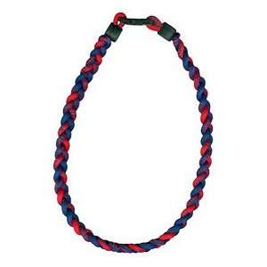  Titanium Ionic Braided Necklace   Navy Blue/Red: Sports 