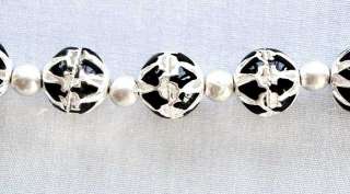 India Silver Choker Necklace. Black Enamel  
