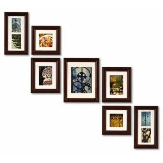 Pinnacle Frames and Accents 7 Piece Photo Frame Set, Walnut Solid Wood
