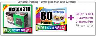   Instax 210 Wide Polaroid Camera + 80 Films + Pen 659096711576  