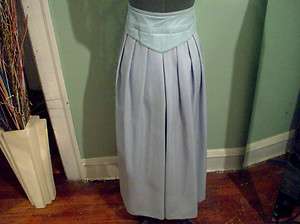 TRACY LYNN BLUE LEATHER SKIRT 100% PURE WOOL & GENUINE LEATHER SKIRT 