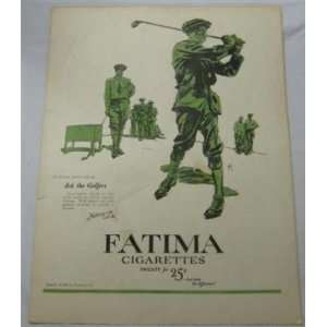 Vintage 1920s 10.5x14 Fatima Cigarettes Golf Ad   Sports Memorabilia