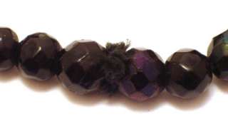 Vintage Necklace Aurora Borealis Jet Black Crystal Bead  