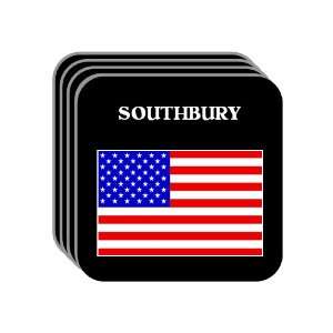 US Flag   Southbury, Connecticut (CT) Set of 4 Mini Mousepad Coasters