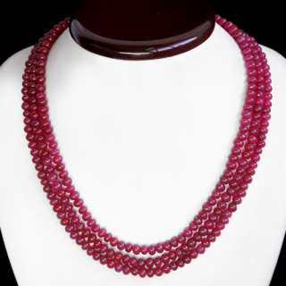 408.00 Carats Unique Creation AAA Natural Round Ruby 3 Strands Bead 