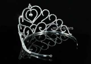 Bridal Pageant Heart Sparkling Tiara use Swarovski Crystal T1274 